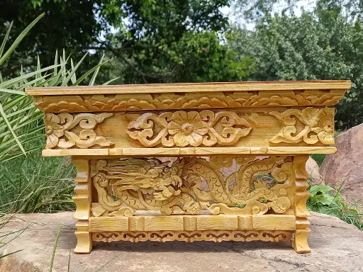 Small Size Dragon Handcarved Foldable Wooden Tibetan Buddhist Altar,Zen Meditation Altar,Dragon Carved Prayer table,Tibetan Alter Table,